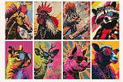 Pop Art Punk Farm Animals, a Background Graphic by PrintHaven Designs (Thumbnail 6 of 8)