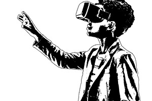 Black woman using AR-enabled devices isolated graphic, a Technology Photo by DanFLCreativo