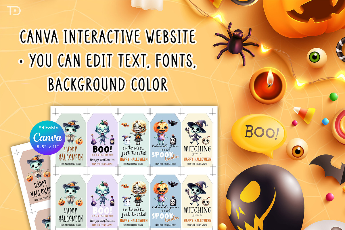 5 Bundle Halloween Favor Gift Tags, a Card Template by Tanondesign (Photo 3 of 3)