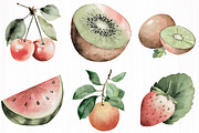 Watercolor Fruit Set Exotic, a Food Illustration by DreamCafeArt (Thumbnail 4 of 5)