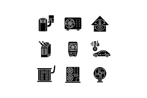 Air Cooling And Heating Icons Set