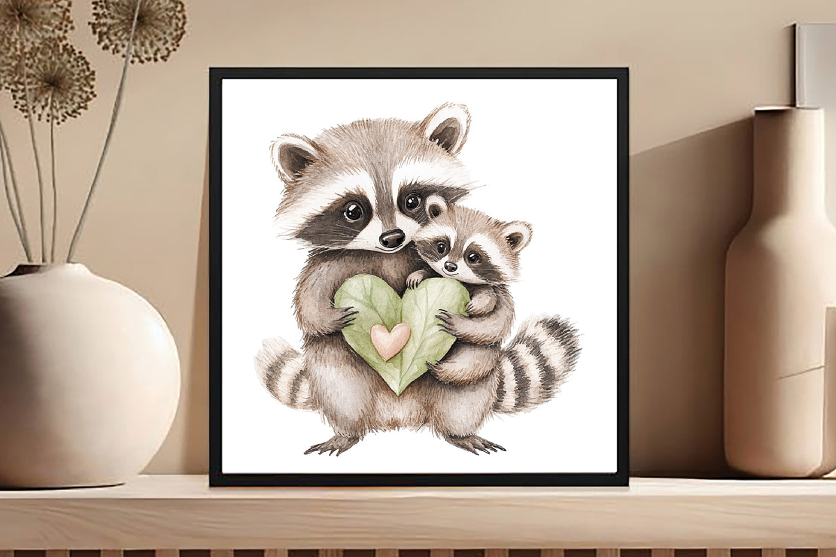 Watercolor Raccoon & Kit Clipart, an Illustration by DreamCafeArt (Photo 7 of 9)