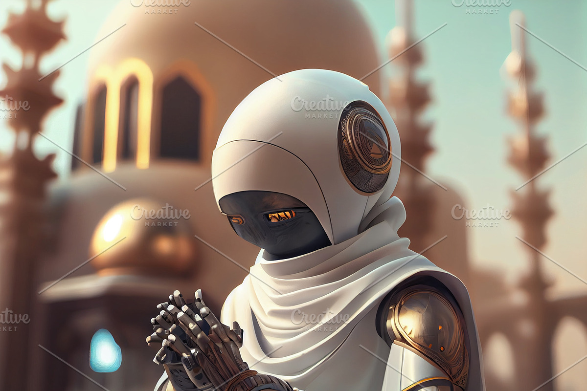 modern robot muslim, a Technology Illustration by Olyryk & Aglo