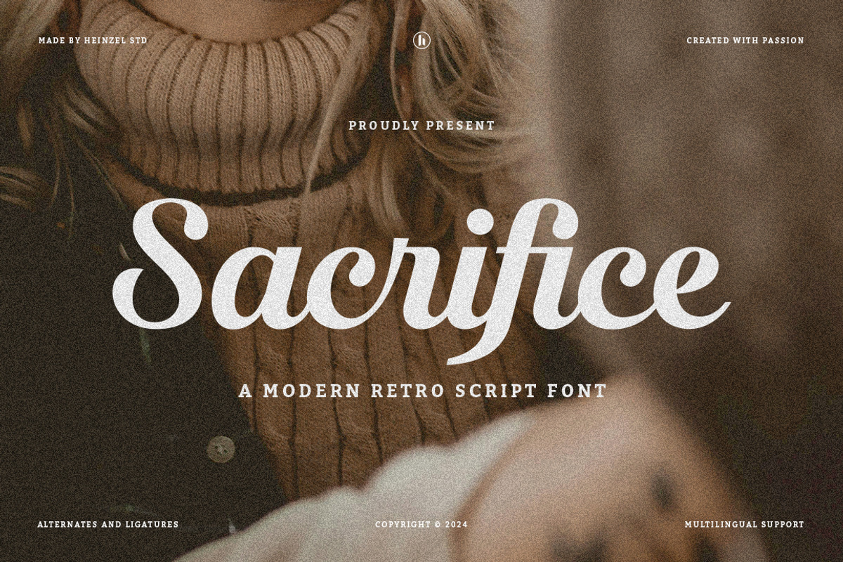 Sacrifice Modern Retro Script Font, a Script Font by Heinzel Std (Photo 1 of 20)