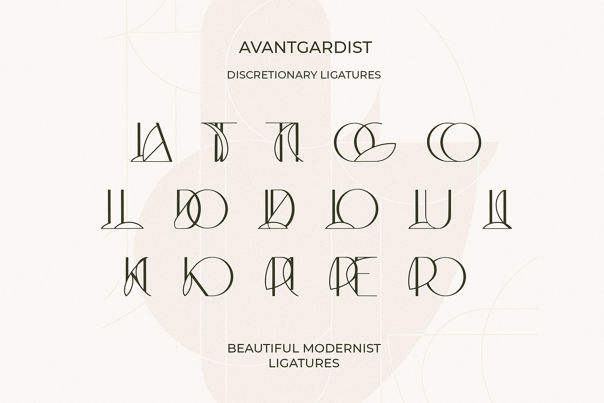 Avantgardist Modern Ligature Font, a Sans Serif Font by Laras Wonderland (Photo 6 of 18)