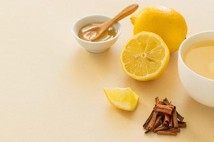 Ginger tea and ingredients - lemon, ginger, honey,, a Health & Medical Photo by NaumenkoOS