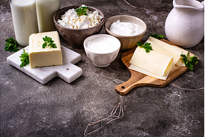 Dairy products. Milk, cottage cheese, a Food & Drink Photo by Yulia Furman