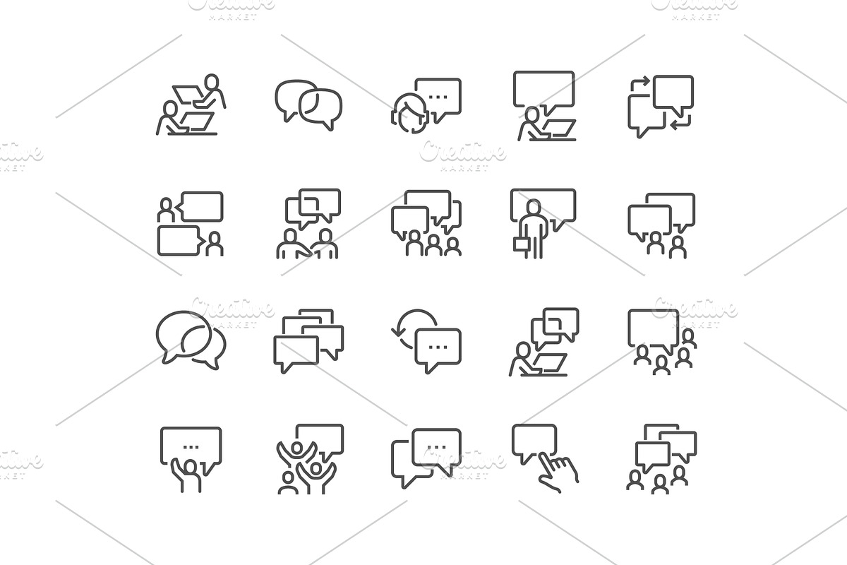 Line Business Communication Icons, a Person Illustration by Davooda