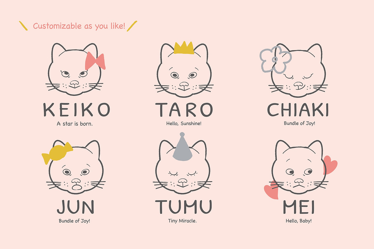 Cute cat icons for Baby gifts, an Animal Illustration by Kurakoza (Photo 8 of 8)