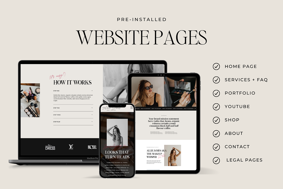 Makeup Artist Wix Website Template, a Wix Template by Ton Rêve Design Studio (Photo 2 of 9)