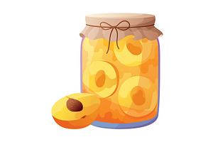 Jam jar with slice of apricot, a Food Illustration by the8monkey