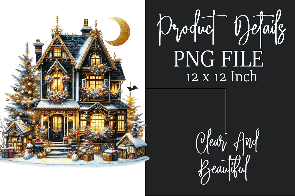 Watercolor Black & Gold Christmas C, a Seasonal Illustration by Rose Art (Photo 6 of 6)