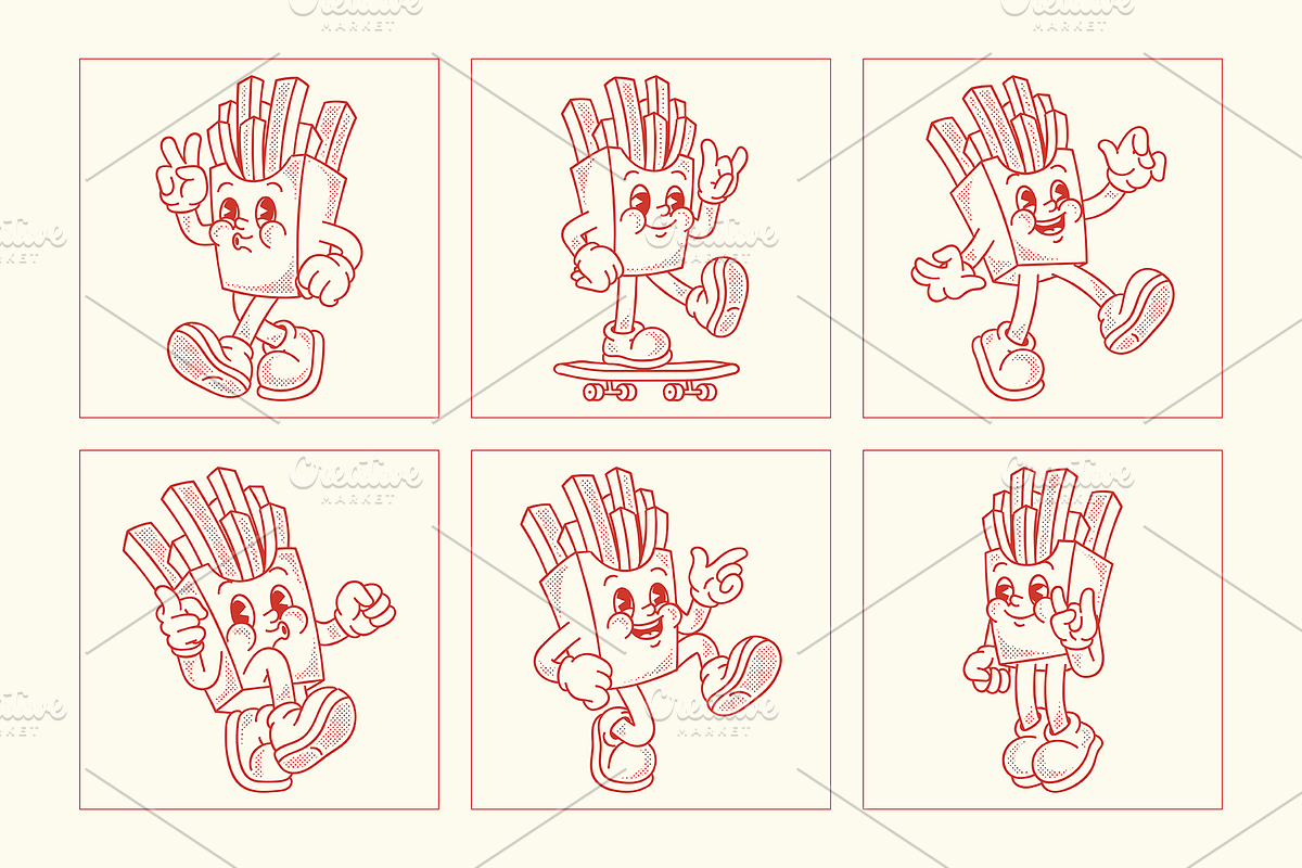 French Fries Cartoon Character, a Food Illustration by ™Creasi (Photo 5 of 6)