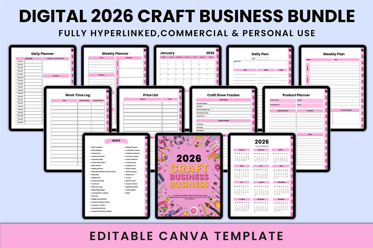 Digital 2026 Craft Business Bundle, a Stationery Template by Shumaya (Photo 1 of 4)