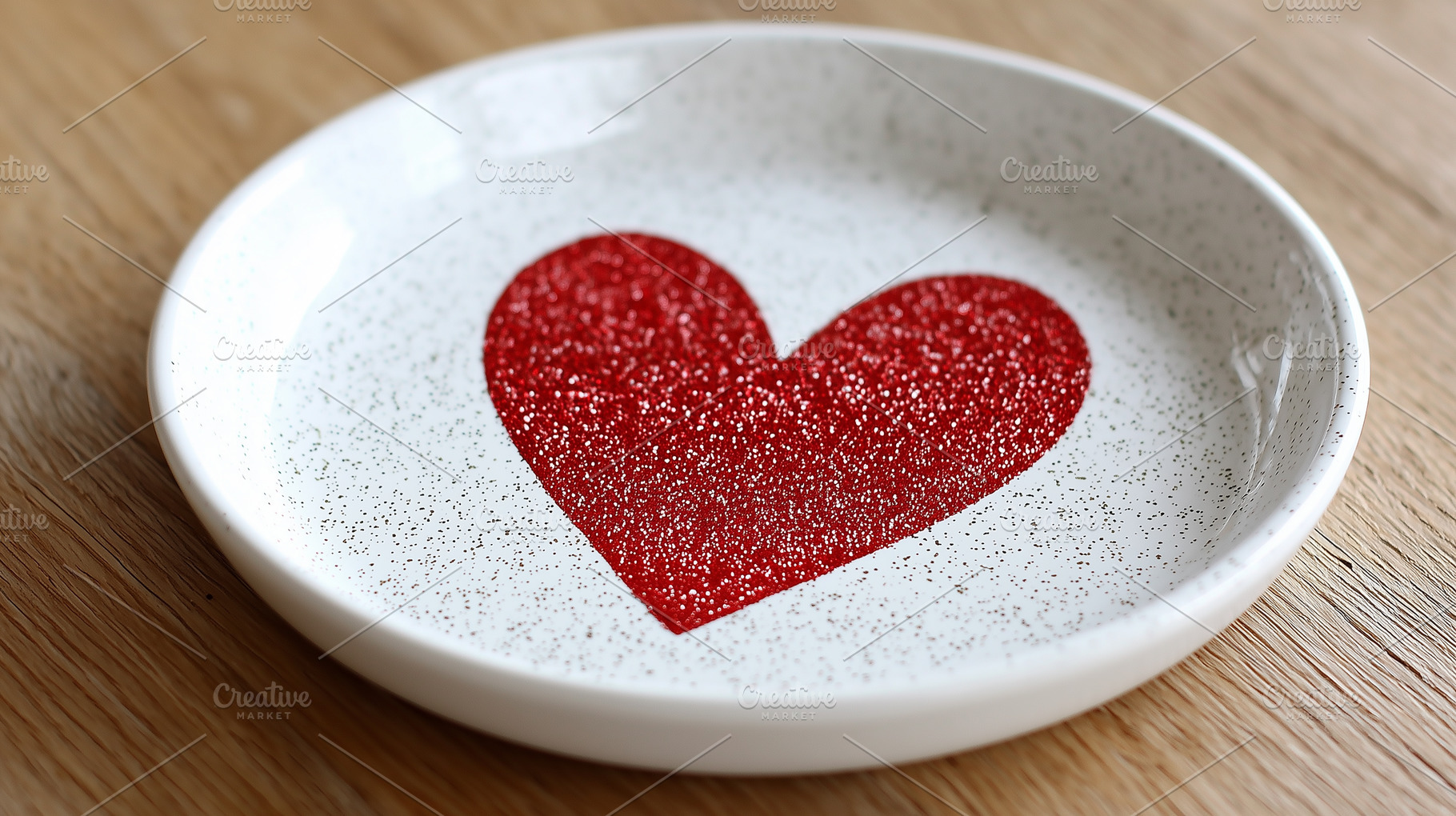 White ceramic plate with a glittery, a Holiday Photo by MistyDay