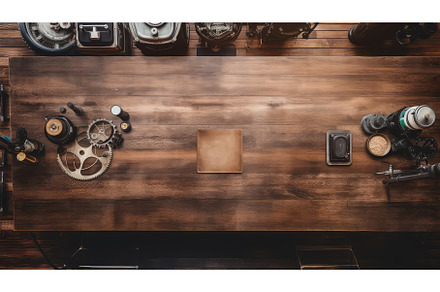 business table flat vintage top view, a Technology Photo by pikepicture