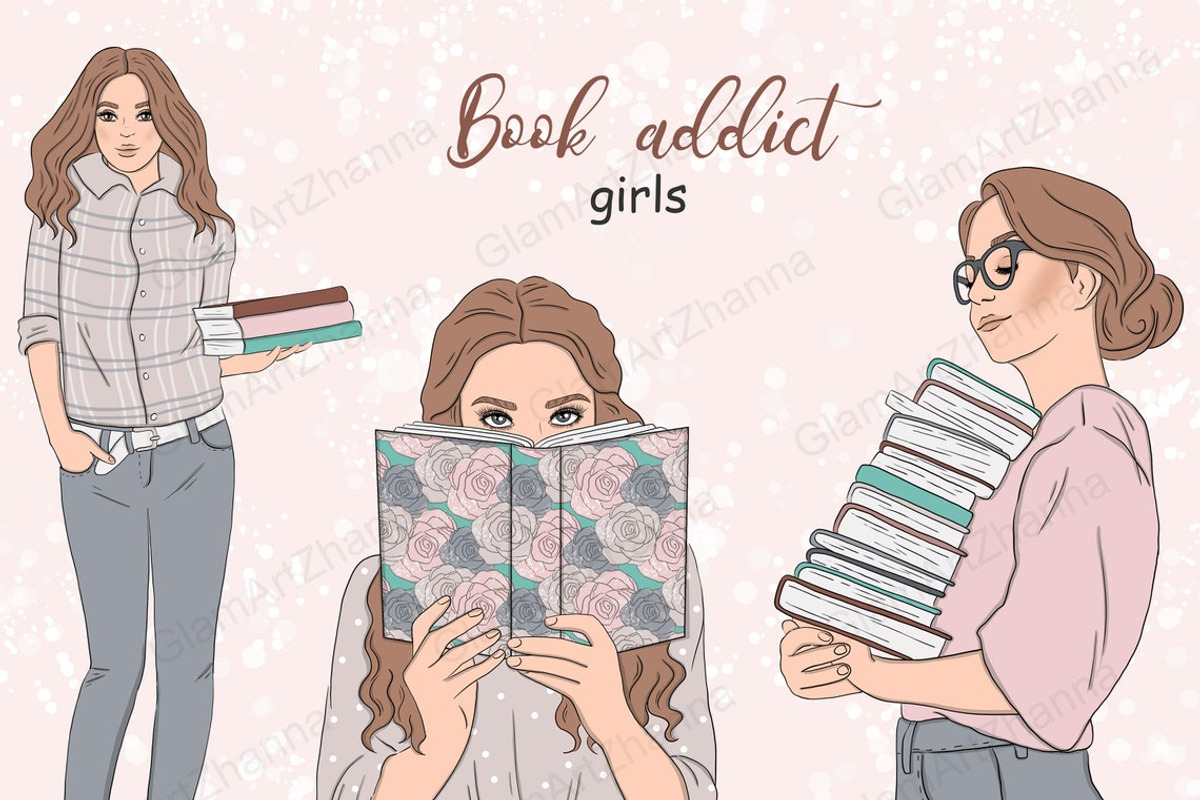 Book Addict Girls Сlipart, a Person Illustration by GlamArtZhanna (Photo 1 of 4)