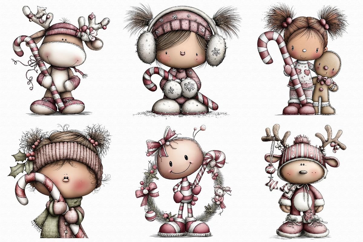 Christmas Candy Cane Characters, an Illustration by Libby Wishes (Photo 3 of 7)