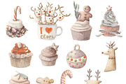 12 Watercolor Christmas desserts set, a Decorative Illustration by My watercolor shop (Thumbnail 2 of 2)