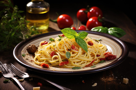A delicious plate of spaghetti toppe, a Photo by Iftikhar Alam
