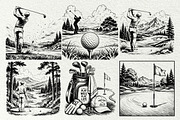 Golf Sport Line Art Graphics, a Sport Illustration by DENIDigitalArtSudio (Thumbnail 2 of 7)