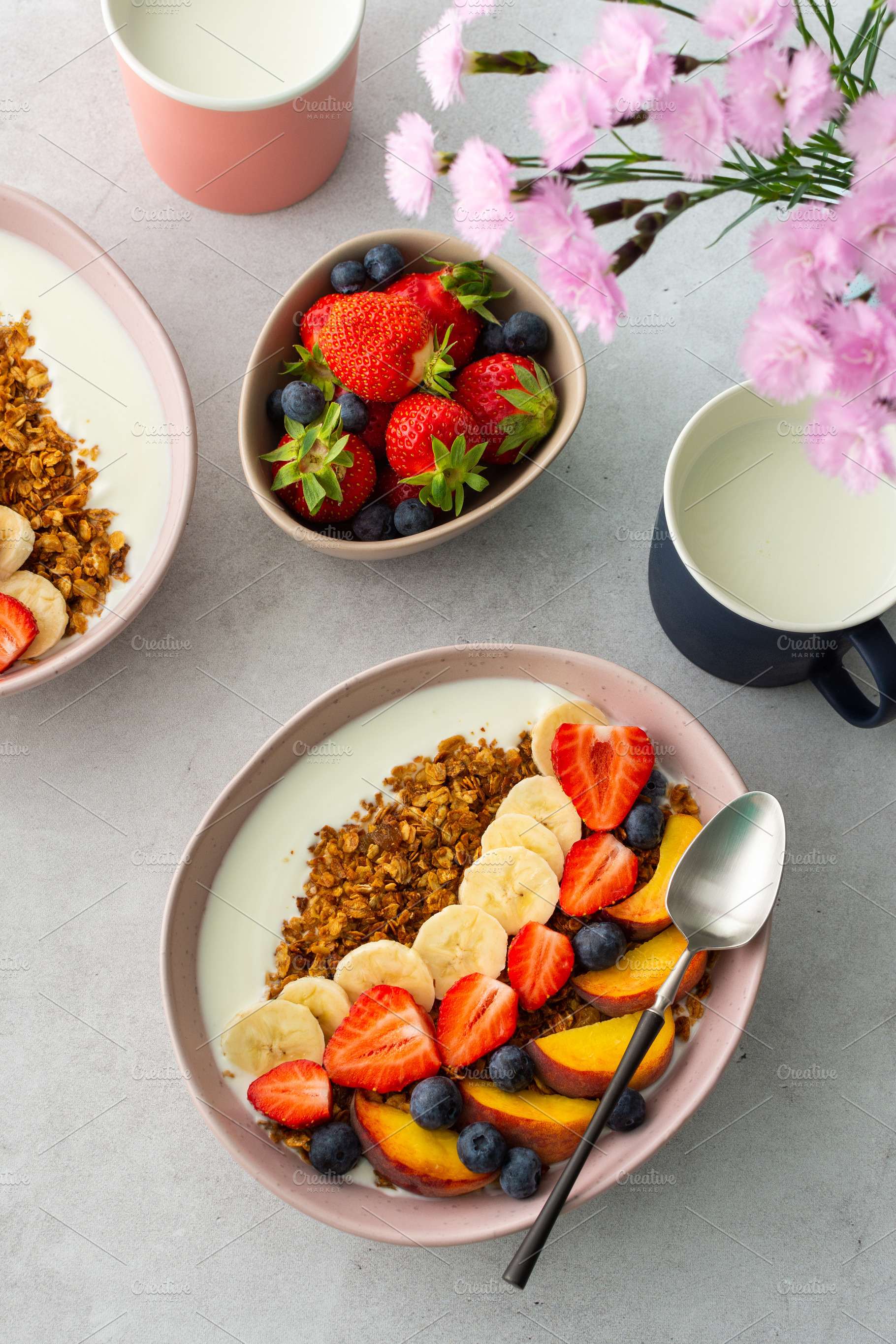 Homemade granola with yogurt, a Food & Drink Photo by Pandateam