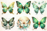Green Gold Butterflies Clipart, an Illustration by DreamCafeArt (Thumbnail 3 of 6)