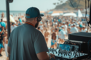 Beach party celebration with a DJ, a Photo by Pavel_design