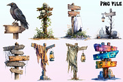 Haunted Signpost Clipart., a Graphic by CitraGraphics (Thumbnail 2 of 4)