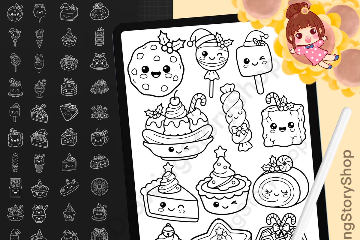 150Christmas Dessert Procreate Stamp, a Brush Add-On by DrawingStoryShop (Photo 1 of 6)