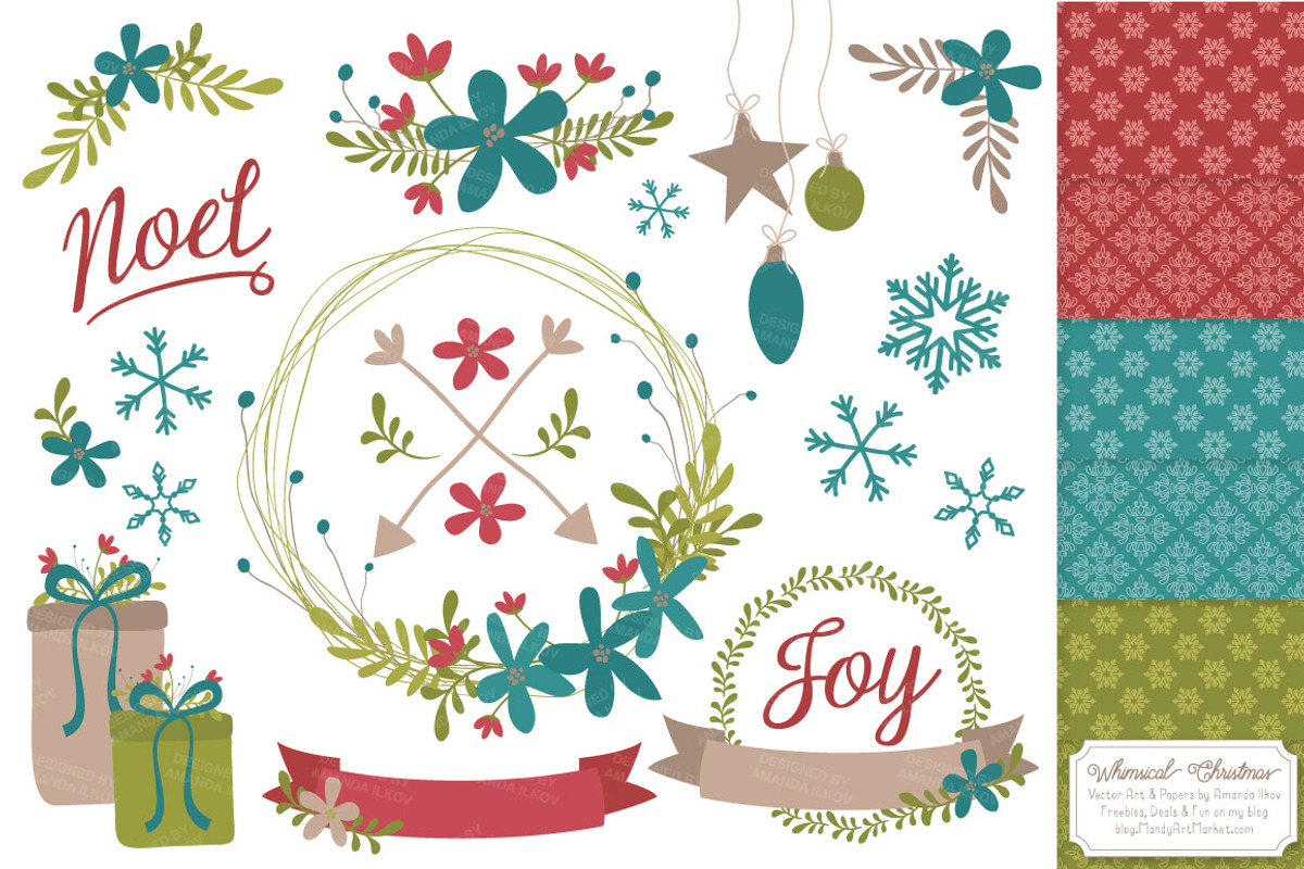 Retro Christmas Vectors & Patterns, an Illustration by Amanda Ilkov (Photo 1 of 5)