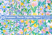 Summer Floral Digital Papers, a Pattern Graphic by SinaCreation (Thumbnail 1 of 5)