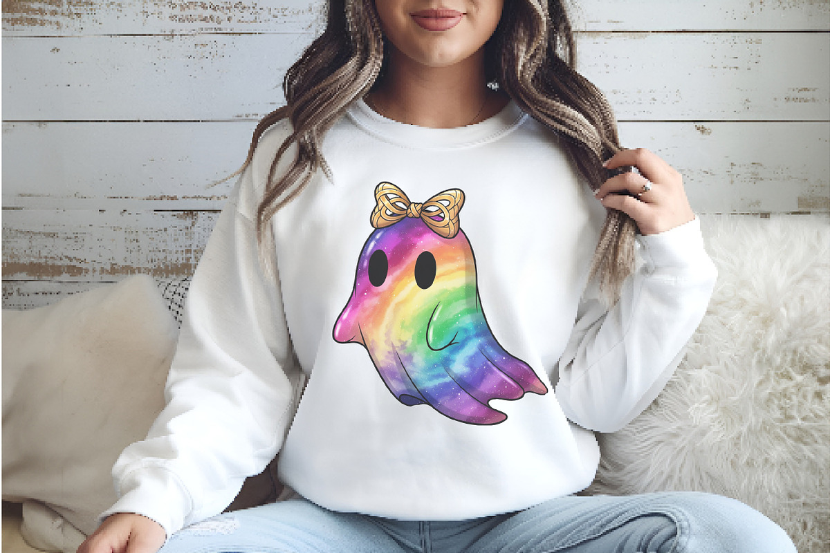 Iridescent Ghost Pumpkin PNG, an Illustration by Watercolor design (Photo 4 of 4)