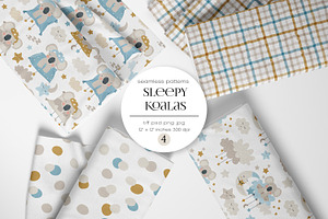 Sleepy Koalas – Seamless Patterns