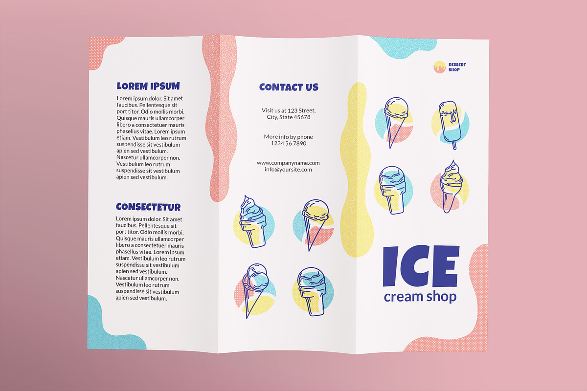 Ice Cream Shop Brochure Trifold, a Brochure Template by TemplatesNow! (Photo 2 of 3)