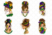 Mardi Gras Mama Messy Bun PNG, an Illustration by Black Bird Studio (Thumbnail 5 of 6)