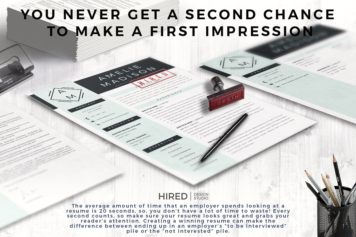 Marketing Resume CV for Word & Pages, a Resume Template by HIRED Design Studio (Photo 10 of 11)