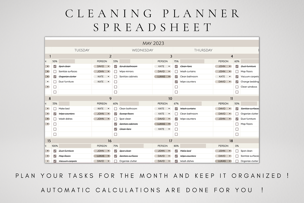 Cleaning Checklist Spreadsheet, a Templates & Theme by BRANDcontent (Photo 2 of 7)