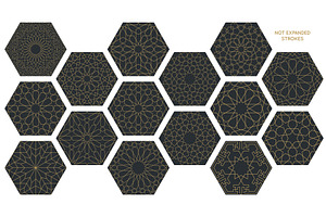 Set of 15 seamless geometric hexagon, an Illustration by RevelStockart