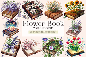 Flower Book Clipart Bundle,, an Illustration by DreamArtGraphic