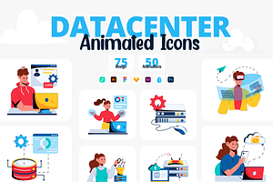 Animated Data Center Icons, a Duotone Icon by Prosymbols