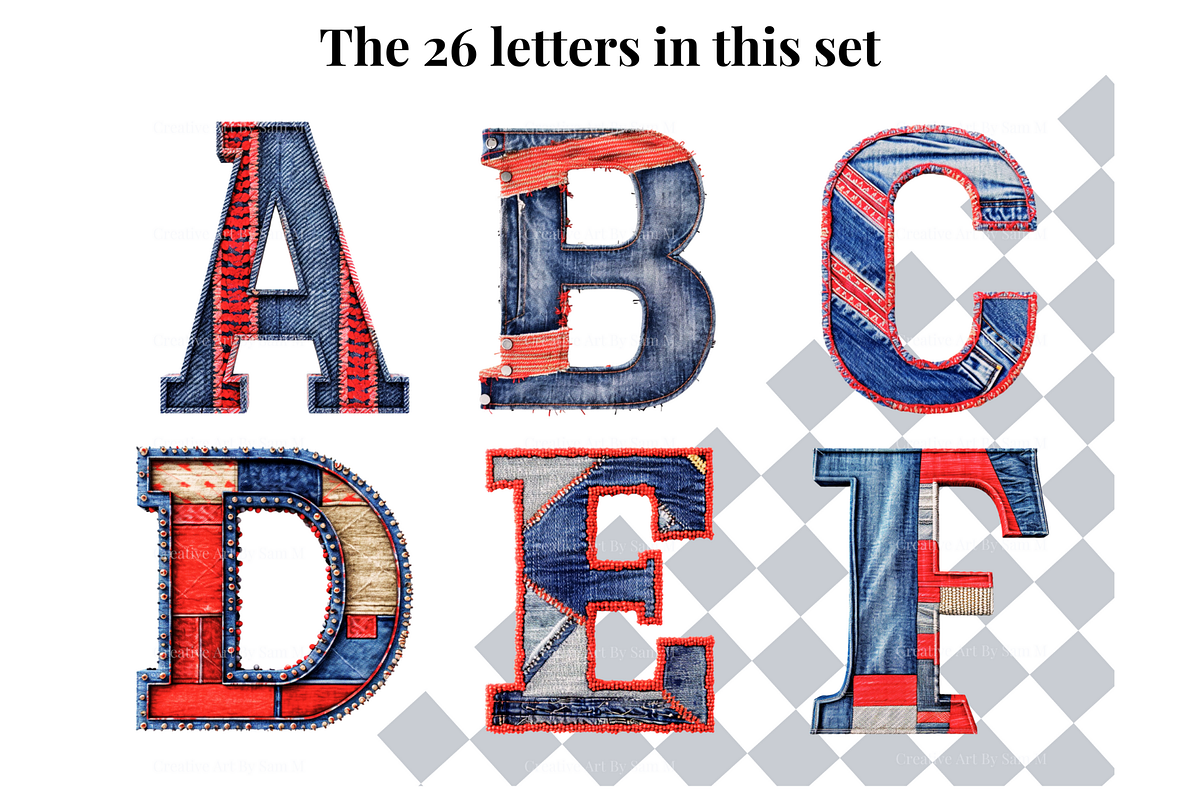 Denim PNG File Alphabet Letters, a Decorative Illustration by Creative Art By SamM (Photo 3 of 10)