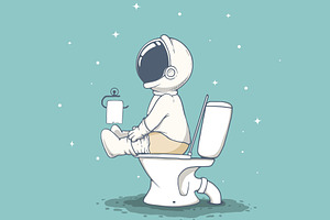 Astronaut Sitting On The Toilet