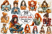 Cozy Autumn Coffee Girl Clipart Bund, an Illustration by RobertsArt (Thumbnail 1 of 7)