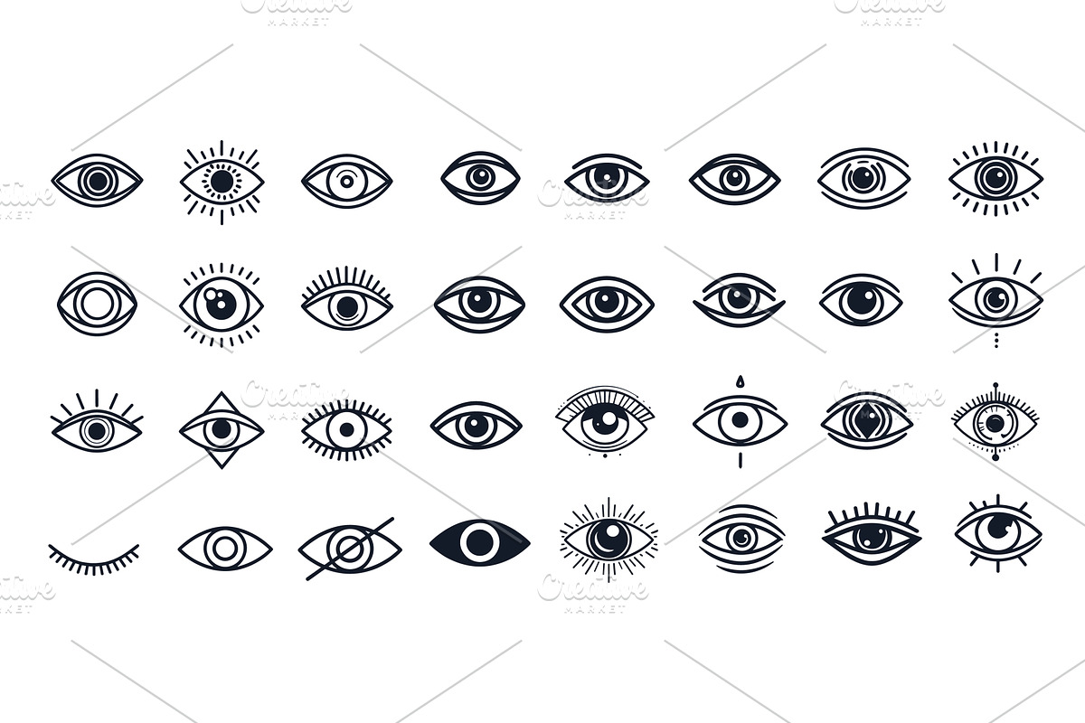 Outline eyes logo. Eye line web, an Object Illustration by Stock-Smart-Start
