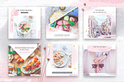Instagram Watercolor Posts Pack, a Social Media Template by Velliniki (Thumbnail 2 of 7)