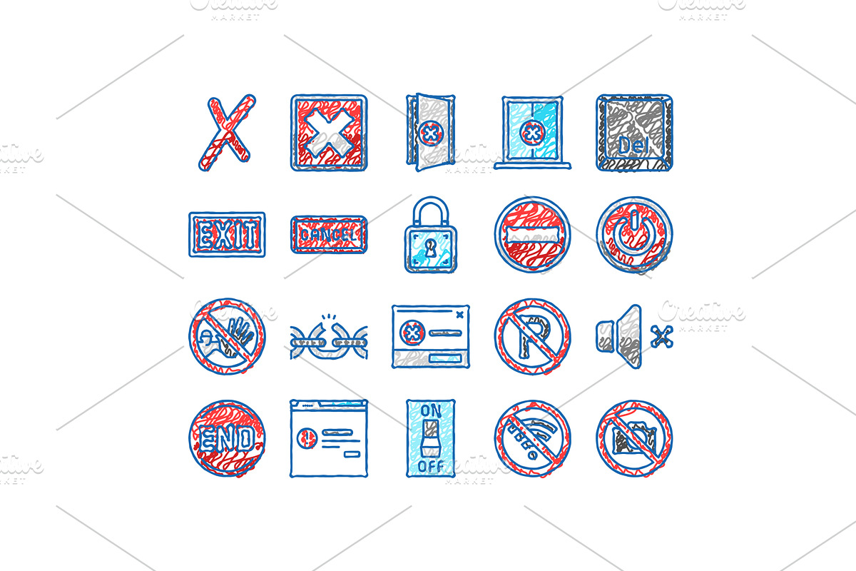 close door store shop board icons, an Object Illustration by pikepicture
