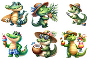 Summer Crocodile Character Clipart, an Illustration by Pixels.Craft (Thumbnail 7 of 9)