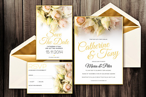 Blushing Bride Invitation Pack - PSD