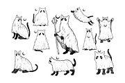 10 Cute Ghost Cat Collection, an Animal Illustration by Design by sebrodbrick (Thumbnail 1 of 4)